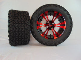 14" "VAMPIRE" RED AND BLACK SET OF WHEELS AND ALL-TERRAIN TIRES(4) - 3 Guys Golf Carts