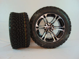 14" "SPECTER" BLACK AND CHROME SET OF WHEELS AND ALL-TERRAIN TIRES(4) WITH LIFT KIT - 3 Guys Golf Carts