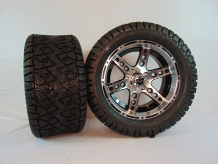 14" "DOMINATOR" CHROME AND BLACK CUSTOM SET OF WHEELS AND ALL-TERRAIN TIRES(4) - 3 Guys Golf Carts