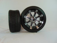 14" "TEMPEST" BLACK AND CHROME CUSTOM SET OF WHEELS AND STREET TIRES(4) - 3 Guys Golf Carts