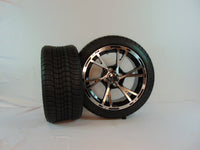 14" "THE FLASH" BLACK AND CHROME CUSTOM SET OF WHEELS AND STREET TIRES(4) - 3 Guys Golf Carts