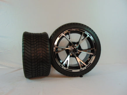 14" "THE FLASH" BLACK AND CHROME CUSTOM SET OF WHEELS AND STREET TIRES(4) - 3 Guys Golf Carts