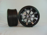 14" "TEMPEST" BLACK AND CHROME CUSTOM SET OF WHEELS AND STREET TIRES(4) - 3 Guys Golf Carts