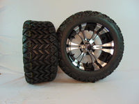 14" "VAMPIRE" BLACK AND CHROME CUSTOM SET OF WHEELS AND ALL-TERRAIN TIRES(4) - 3 Guys Golf Carts