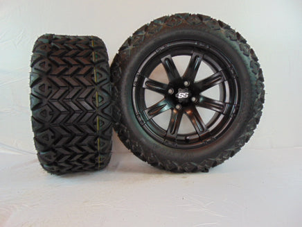 14" "VEGAS" MATTE BLACK CUSTOM SET OF WHEELS AND ALL-TERRAIN TIRES(4) - 3 Guys Golf Carts