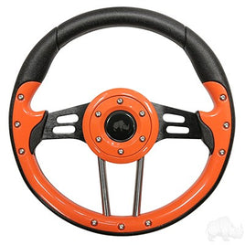 Golf Cart Steering Wheel- Aviator Orange & Black- 13" Diameter - 3 Guys Golf Carts