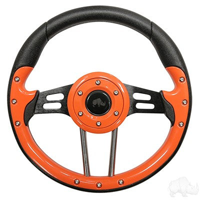 Golf Cart Steering Wheel- Aviator Orange & Black- 13" Diameter - 3 Guys Golf Carts