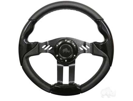 Golf Cart Steering Wheel- Black Grip/ Black Spokes 13" Diameter - 3 Guys Golf Carts