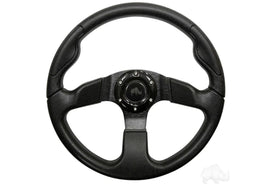 Golf Cart Steering Wheel- Formula GT Black Grip/ Black Spokes 13" Diameter - 3 Guys Golf Carts