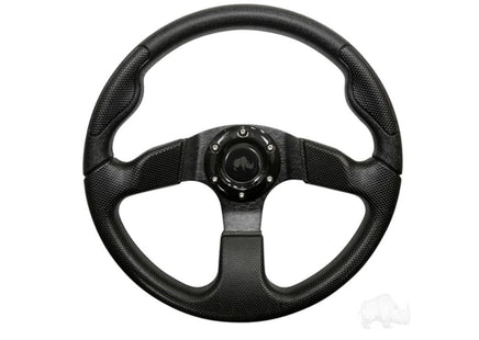 Golf Cart Steering Wheel- Formula GT Black Grip/ Black Spokes 13" Diameter - 3 Guys Golf Carts