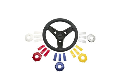 Gussi Model Black & White Steering Wheel for Yamaha G16- Drive II Golf Carts - 3 Guys Golf Carts