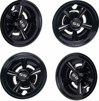 Golf Cart 8" SS Black Wheel Covers- EZGO, Club Car, Yamaha- Universal - 3 Guys Golf Carts