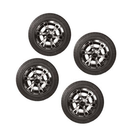 Flash 10" Machined Face Golf Cart Wheels & Tires- Set of 4 - 3 Guys Golf Carts