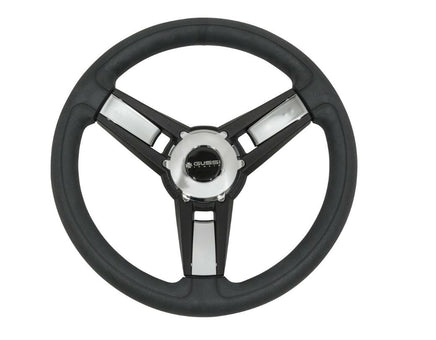 Gussi Black/Chrome Steering Wheel for EZGO & STAR Golf Carts - 3 Guys Golf Carts