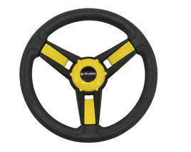 Gussi Model 13 Black/Yellow Steering Wheel for EZGO & STAR Golf Carts - 3 Guys Golf Carts