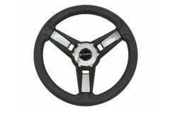 Gussi Model Black & Chrome Steering Wheel for Yamaha G16- Drive II Golf Carts - 3 Guys Golf Carts