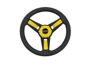 Gussi Model Black & Yellow Steering Wheel for Yamaha G16- Drive II Golf Carts - 3 Guys Golf Carts