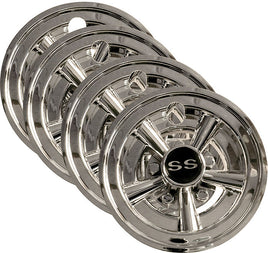 Set (4) 8" SS Chrome Wheel Covers for EZGO, Club Car and Yamaha Golf Carts - 3 Guys Golf Carts