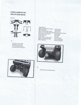 A-Arm Deluxe 6" Lift Kit For Club Car DS Golf Carts 2004 + - 3 Guys Golf Carts