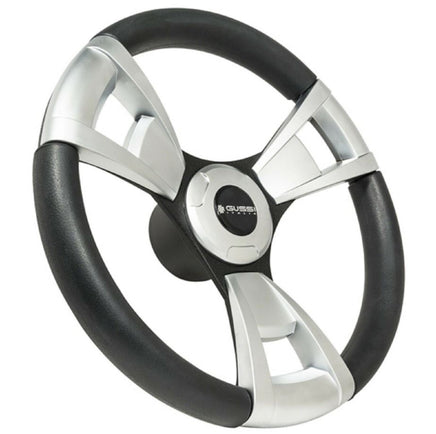 Gussi Brushed Aluminum & Black Steering Wheel for Club Car DS Golf Carts 1982+ - 3 Guys Golf Carts