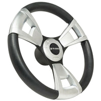 Gussi Brushed Aluminum & Black Steering Wheel for Club Car Precedent Golf Carts - 3 Guys Golf Carts
