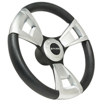 Gussi Brushed Aluminum & Black Steering Wheel for Yamaha G16-Drive II Golf Carts - 3 Guys Golf Carts