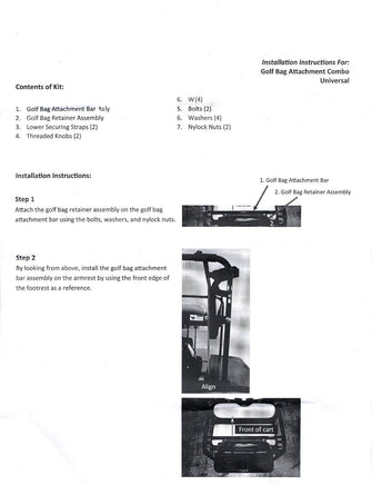 Universal Golf Bag Attachment Combo - 3 Guys Golf Carts