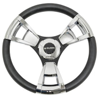 Gussi Model 13 Black/Chrome Steering Wheel for EZGO & STAR Golf Carts - 3 Guys Golf Carts