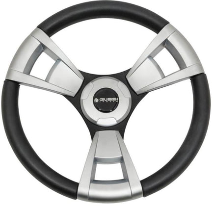 Gussi Black/Brushed Aluminum Steering Wheel for EZGO & STAR Golf Carts - 3 Guys Golf Carts